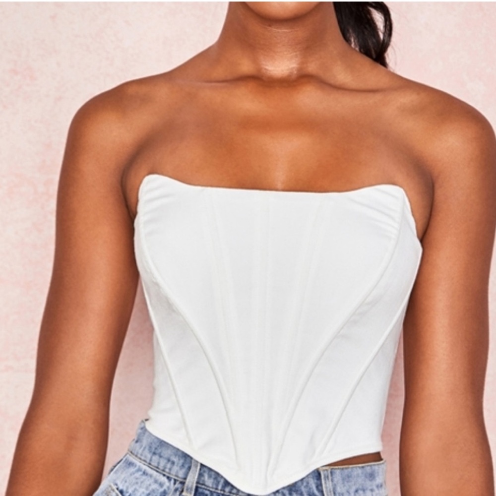 House of CB White Strapless Bodysuit